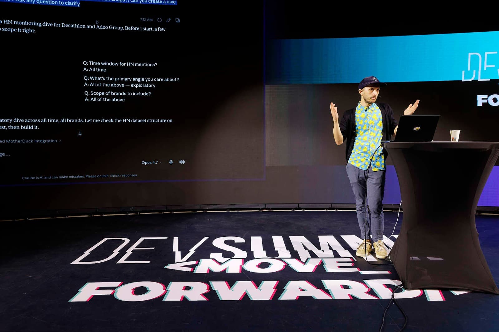 Mehdi on stage at the Adeo x Decathlon Dev Summit